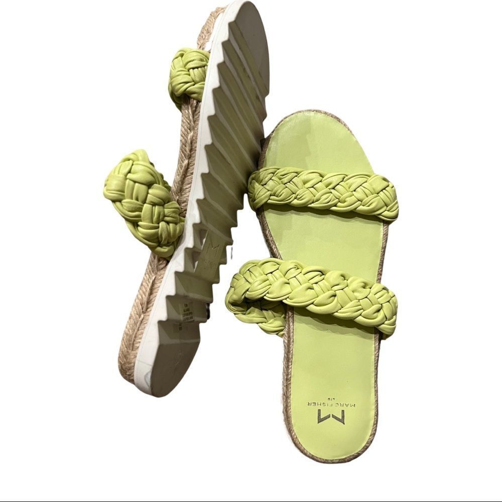 Marc Fisher Ltd Lime Green Jaimee Leather Braided… - image 1